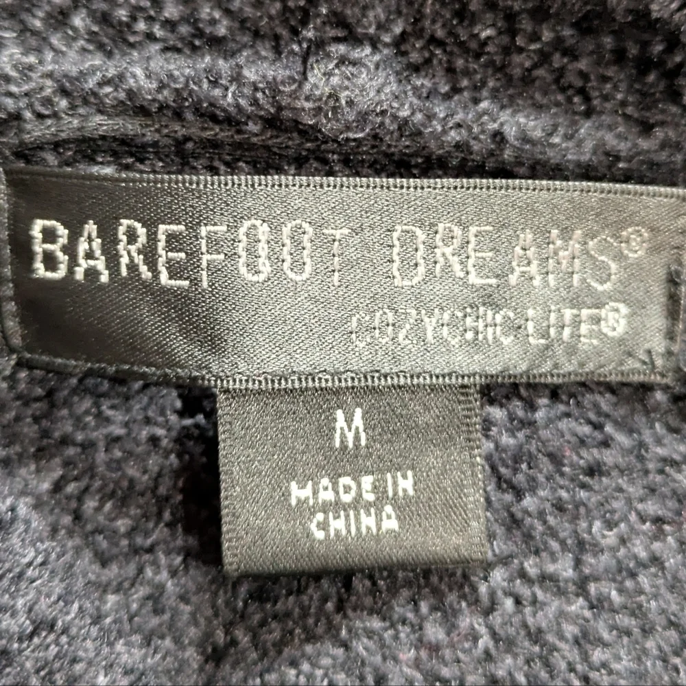 Barefoot Dreams Cozy Chic Lite Black Hoodie Cardigan Sweater Robe M - Picture 7 of 9